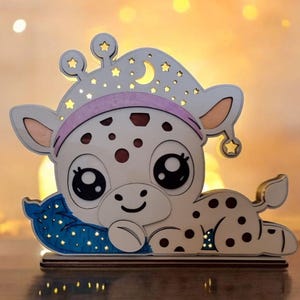 Night light for children | Baby Giraffe | Laser Cut File ai,dxf,lbrn2,pdf,svg | Sleep light for children's room | Decoration | Night lamp | Baby shower gift