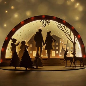 Schwibbogen-Lichterbogen-Datei (ai,dxf,svg,lbrn2,pdf) | Winterspaziergang | Winter | Weihnachten | Beleuchtung | Deko | Laser | Sperrholz