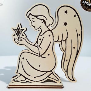 Laser Cut File LED Engel Deko Beleuchtung | Weihnachten Leuchtdeko SVG DXF | Multi Layer Design Engel Datei | Weihnachtsdeko Holz Vorlage