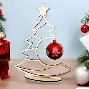 Decorative Christmas tree for the table in 3 sizes - file (ai,dxf,svg,lbrn2,pdf) | Decoration | Christmas tree | Ornament | Christmas | Laser | Laser cut |