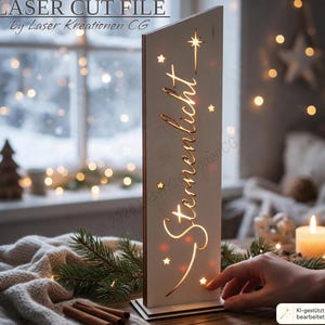 Archivo SVG de soporte decorativo LED para Navidad cortado con láser | Columna decorativa LED para Navidad como regalo, decoración de Adviento, decoración de mesa, decoración de ventana