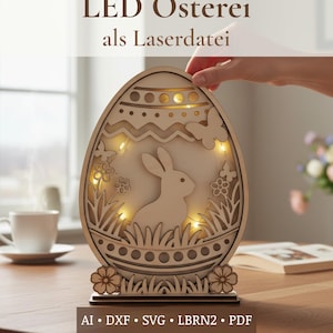 File tagliato al laser per luce notturna di Pasqua | Luce LED a forma di coniglietto pasquale per la cameretta dei bambini | Decorazione pasquale luminosa primaverile | Luce notturna per uova di Pasqua | Modello SVG