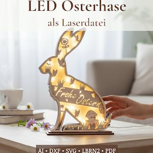 LED-påskhare-fil (ai, dxf, svg, lbrn2, pdf) | Glad påsk | Hare | Kyckling | Påsk | Belysning | Lampa | Laser | Vår | Plywood |