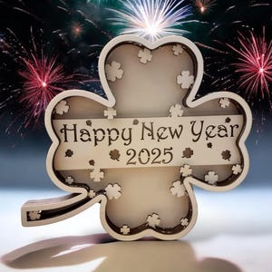 Arquivo de trevo de LED (ai,dxf,svg,lbrn2,pdf) | Feliz Ano Novo | Iluminação | sorte | Parabéns | Lâmpada | Lasers | Corte a laser | contraplacado |