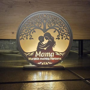 Lámpara LED para el Día de la Madre con archivo cortado con láser | Luz nocturna de regalo para mamá | Iluminación decorativa con forma de corazón y árbol | Caja de luz para madre e hijo (hazlo tú mismo) imagen 8