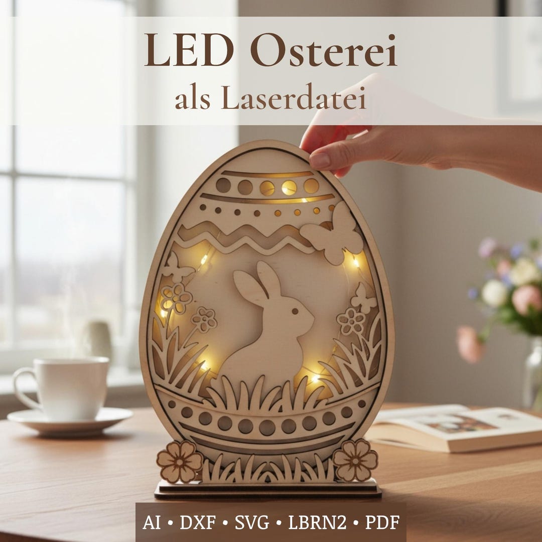 Osterdeko Fensterbeleuchtung LED – 2er-Set Osterhase & Eier, Warmweiß & Mehrfarbig, Batteriebetrieben (4,5 V), Inkl. Klebehaken, Für Innen & Fenster