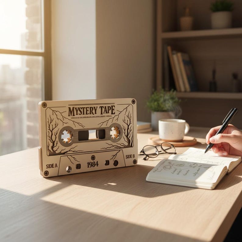 Laser Cut File LED Retro Cassette Decorative Lamp | Vintage Night Light Music | LED Decorative Light | 80s Tape Design | SVG DXF Lightburn File image 9