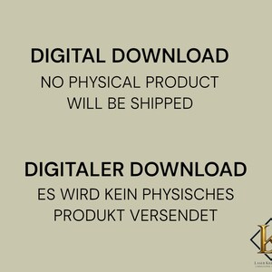 May include: A digital download graphic with the text "DIGITAL DOWNLOAD" and "NO PHYSICAL PRODUCT WILL BE SHIPPED". Below, the text "DIGITALER DOWNLOAD" and "ES WIRD KEIN PHYSISCHES PRODUKT VERSENDET" is displayed. A logo is in the bottom right corner.