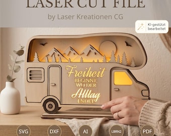 Laser Cut File Motorhome LED Lighting | Caravan Summer Decor | Camper Lightbox | LED Camping Decor | SVG Gift Holiday