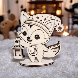Nachtlicht Kinder Nachtlampe Baby Lasercut File ai, dxf, svg, lbrn2, pdf Fuchs Schlummerlicht Kinderzimmer Deko Holz Geschenk zur Geburt