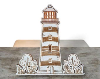 Digital laser cutting file – Lighthouse tealight holder (ai,dxf,svg,lbrn2,pdf) Lighthouse decoration, nautical gift, wooden decoration, North Sea lover