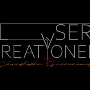 May include: A logo for a business called "Laser Kreationen" with the name of the owner, Christophe Guerinaud, written below. The logo is in gray and red.