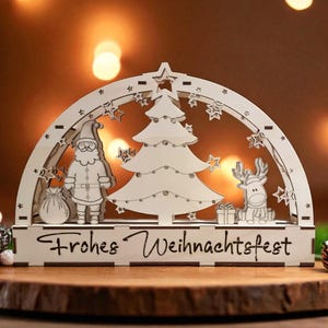 Candle arch file (ai, dxf, svg, lbrn2, pdf) | Santa Claus and reindeer | Christmas | Lighting | Decoration | Laser | Laser cut 4 mm |