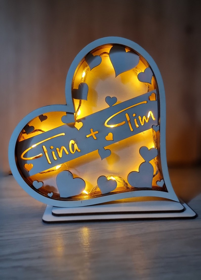 Heart Lamp | Heart Light | File (ai, Dxf, Svg, Lbrn2, Pdf) | LED Heart ...