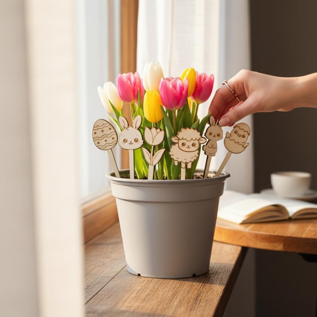 Easter Plant Marker Set Laser Cut File | Easter Decoration Plant ...