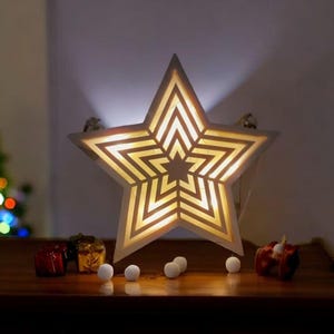File LED stellare (ai,dxf,svg,lbrn2,pdf) | Lampada a stella | Luce delle stelle | stella di Natale | Natale | Inverno | Laser | Taglio laser | Illuminazione |