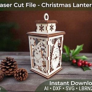 レーザーカットファイル ティーライトホルダー ランタン クリスマス | ノーム ランタン ウィンドライト | SVG クリスマス ティーライト ランタン | レーザーカット ティーライトホルダー