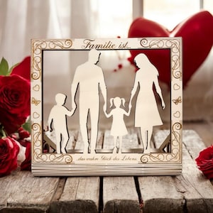 Gebogener Familien-Motiv-Bilderrahmen-Aufsteller-Datei (ai,dxf,svg,lbrn2,pdf) Valentinstag | Geschenk | Familie | Laserschnitt | Lightburn |