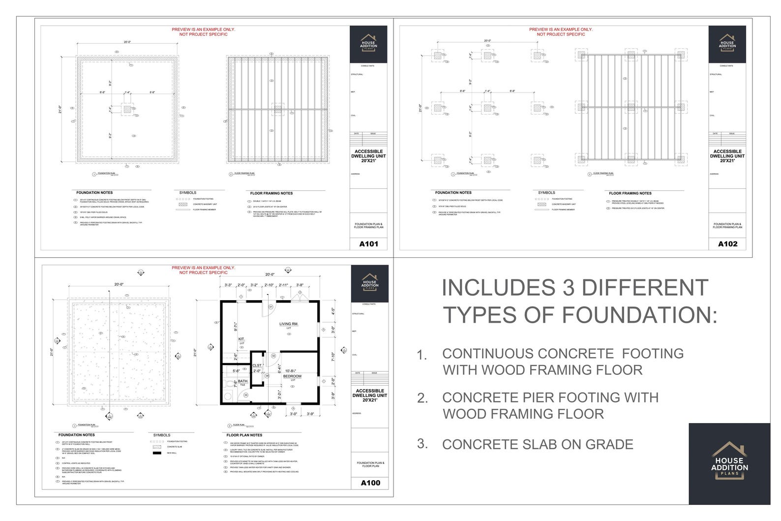 24ft X 20ft ADU Blueprint - Adjustable and Customizable - 480 Square ...