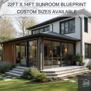 Custom Size Sunroom Addition Blueprint - DIY House Plan  PDF Digital Download