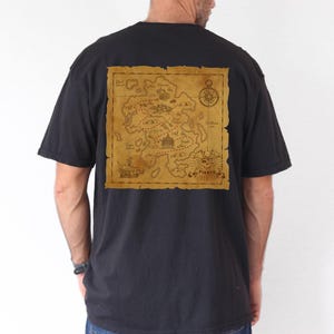 Chemise carte pirate pour tout-petits, t-shirt Treasure Island avec impression dans le dos, t-shirt aventure mignon pour enfants, cadeau pour père et fils, chemise de jeu pirate
