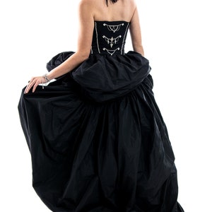 Black Taffeta Gala special event dress hand beaded with Rhinestones. Corset with full skirt zdjęcie 7