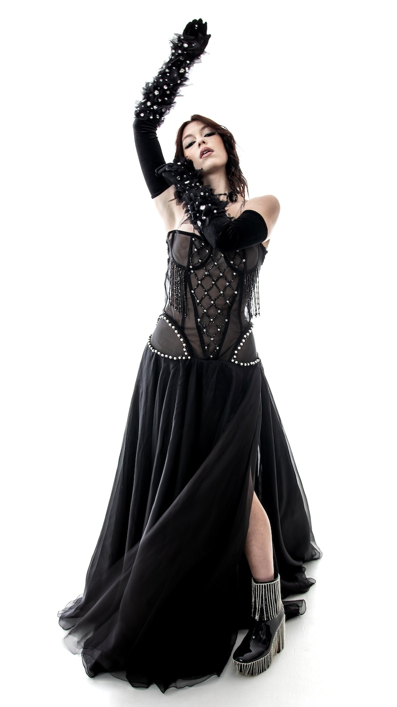 black silk organza gala or event gown