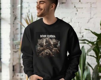 Bobr bober Kurwa Vintage Grafik Pullover Retro 90er Jahre Lustiges Sweatshirt, Lustige Pullover für Freunde, Y2k Unisex Baggy 2000s Geschenk