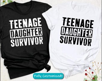 Camiseta de superviviente de hija adolescente, regalo del día del padre de la hija, camiseta de papá