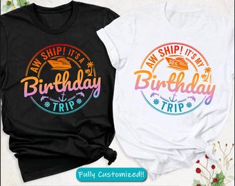 Custom Birthday Cruise Trip Shirt: 'Aw Ship!' Girls Tee
