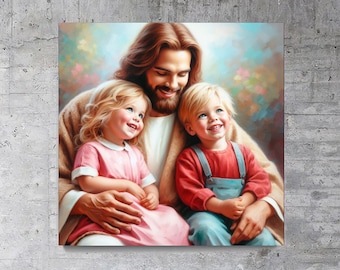 Jesus and Children Wall Art - Heartwarming Christian Decor Digital prints