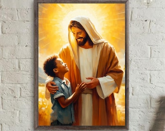 Jesus and Boy Art Print, Christian Nursery Decor (Digital Download)