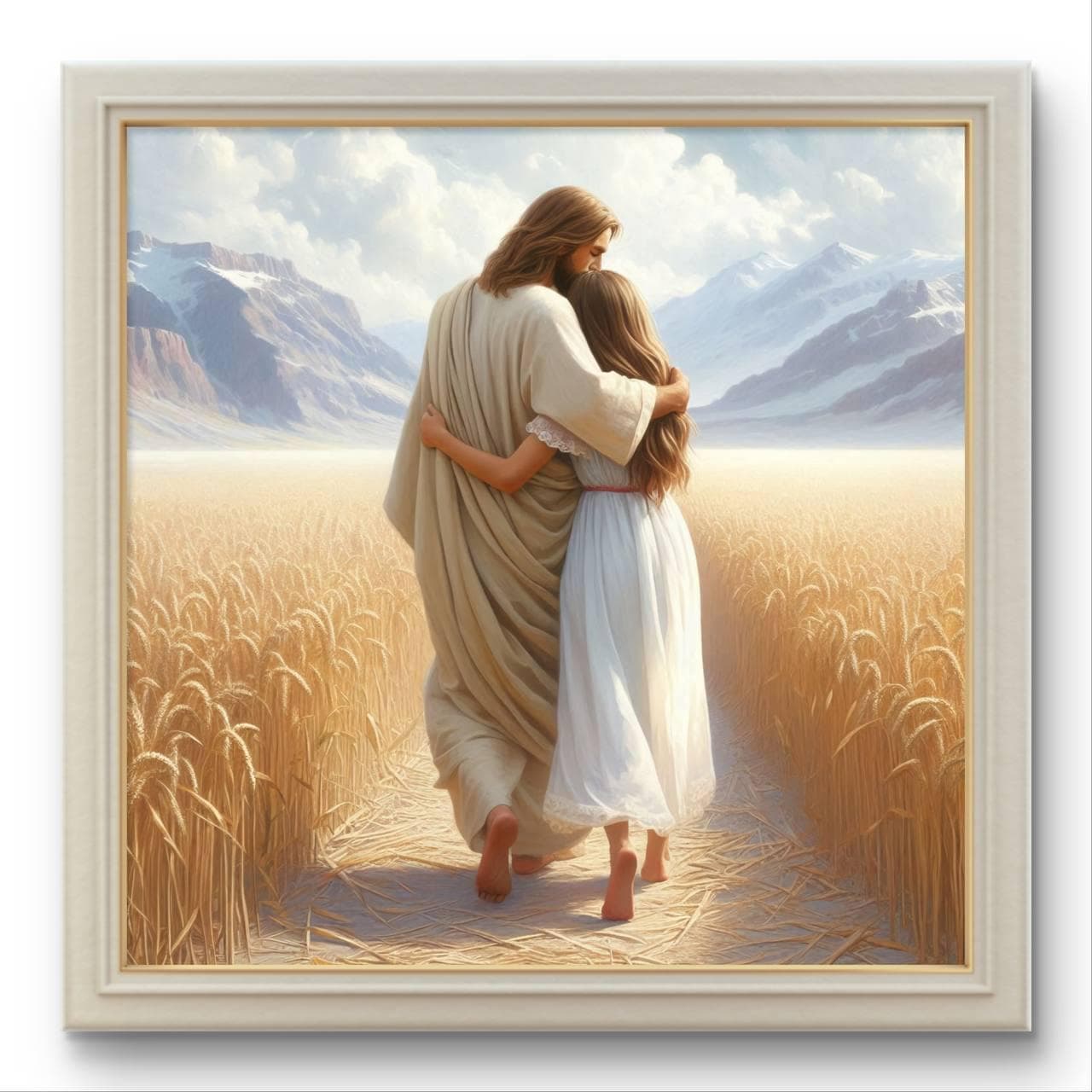 Jesus with woman art, faceless portrait, Jesus and Girl Art, Jesus Christ picture, Christian Painting Wall Art, Christians gift baptism lds