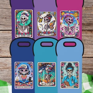 Benutzerdefinierte Tarot Karte Charakter Wein Einkaufstasche, Getränke Coozie Isolatoren, Flaschenhalter, Junggesellinnenabschied Gefälligkeiten Mädchen Reise Brautgeschenke