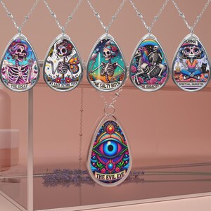 Benutzerdefinierte Tarot Karte Oval Halskette, Anhänger Kette Kostüm Schmuck, Bachelorette Party Favor, Mädchen Reise, Braut Vorschlag Geschenk für Sie, Evil Eye