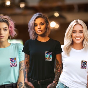 Benutzerdefinierte Tarot Karte T-Shirt, einzigartiges T-Shirt, trendige Skeleton TShirts, Strand Bachelorette Party Favors, Mädchen Reise, beste Freundin Brautgeschenk
