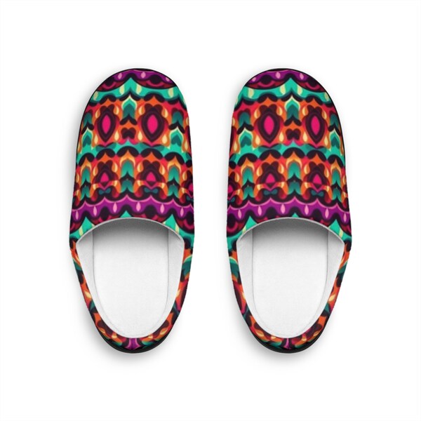 Trendy Coogi Bohemian Slippers, Fluffy Slippers, Custom Boho Design, Vintage Look, Soft Comfy Indoor Footwear