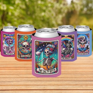 Enfriador de latas con carta del tarot personalizado, aisladores de bebidas personalizados, soporte para cerveza, decoración para despedidas de soltera en la playa, regalos para viajes de chicas y novias