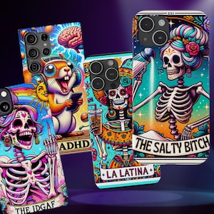 Lustige dünne Handyhülle für iPhone, Samsung, Google, 16 15 14 13 Pro Max, benutzerdefinierte Tarot Karte, Geschenk für sie, beste Freundin, Weihnachtsgeschenke