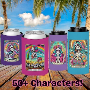 Benutzerdefinierte Tarot-Karte kann Coozie, Dosenkühler, Getränkeisolatoren, Bierhalter, Strand Bachelorette Party Gefälligkeiten Dekor Mädchen Reise Brautgeschenke