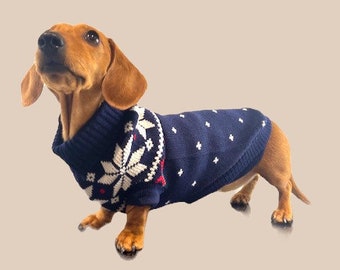 Navy Winter Print Dackel Pullover