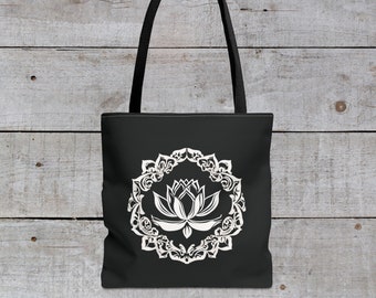 Elegante Lotus Flower Tote Bag, Moederdag Cadeau, Yoga Meditatie Namaste Positive Vibes Totes, Cadeaus voor haar, Dames Bloementas Handtas