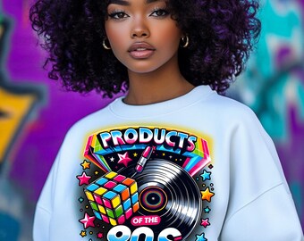 80s Retro Products PNG | Rubik’s Cube & Vinyl Record DTF Sublimation Design | Nostalgic Craft Graphics for T-Shirts and POD