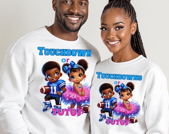 Touchdowns or Tutus PNG Design – Baby Shower Gender Reveal for DTF & Sublimation Prints