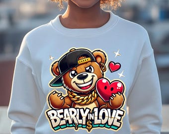 Bearly In Love PNG Design | Hip Hop Teddy Bear DTF & Sublimation Print