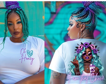 Oh Honey I am That Bitch/Chic Bundle, T-Shirt Design, Matching Pocket Designs, Badass Girl PNG, Girl With Tattoos , Rude Finger