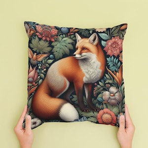 Forest Fox Cushion Throw Pillow Retro Cottage Art Design Home Decor Gift Present INSERT INCLUDED