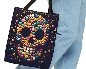 Skull Tote Bag, Gothic Handbag, Spooky Shoulder Bag, Halloween Purse, Punk Rock Tote, Alternative Shopping Bag
