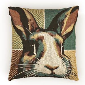 Almohada tejida de conejo, decoración de conejito para el hogar, cojín, regalo para amantes de los animales, decoración de Pascua de primavera, cojín acogedor