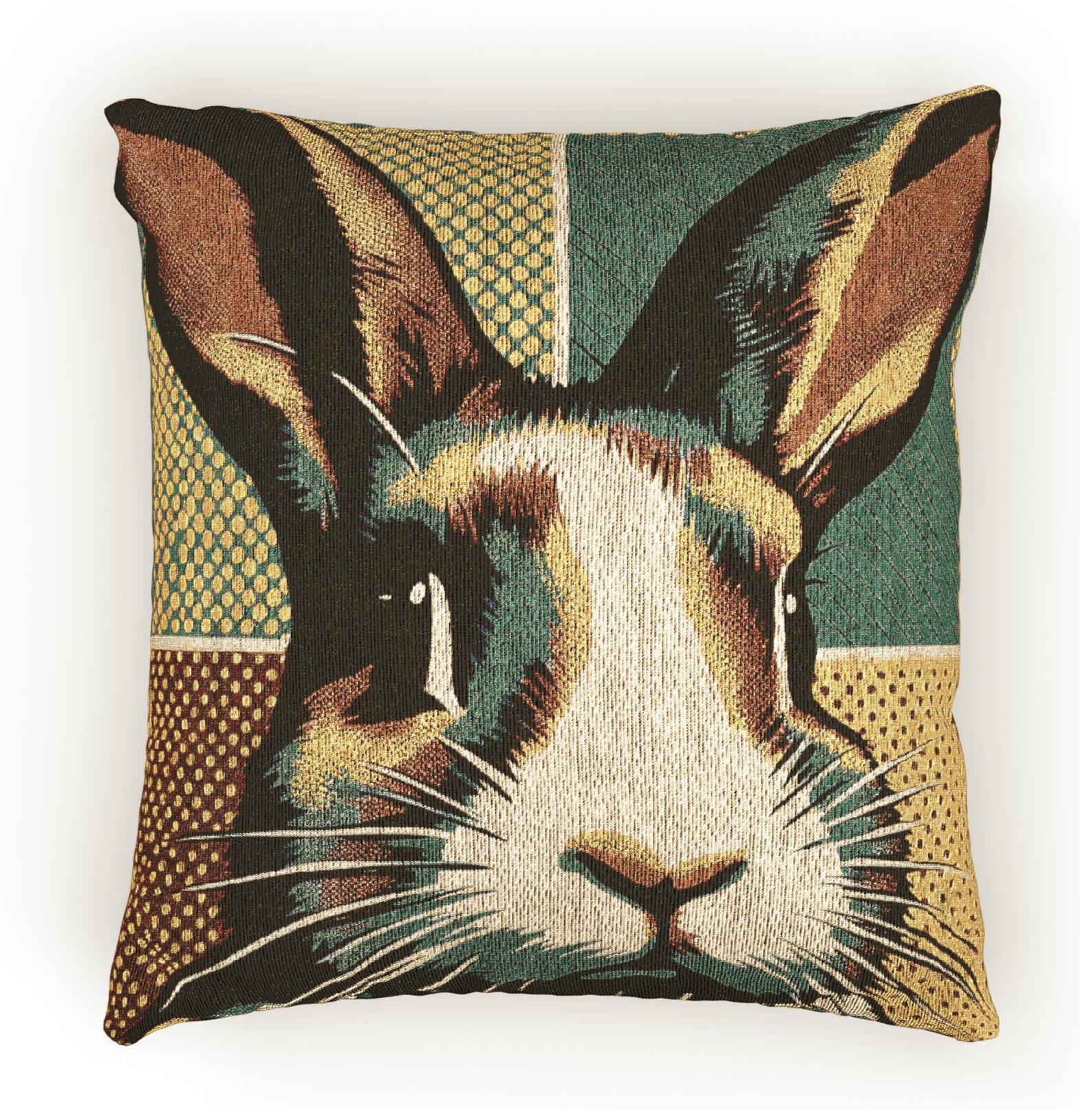 Rabbit Woven Pillow, Bunny Decor Home Accent, Cushion Pillow, Animal Lover Gift, Spring Easter Decor, Cozy Throw Pillow